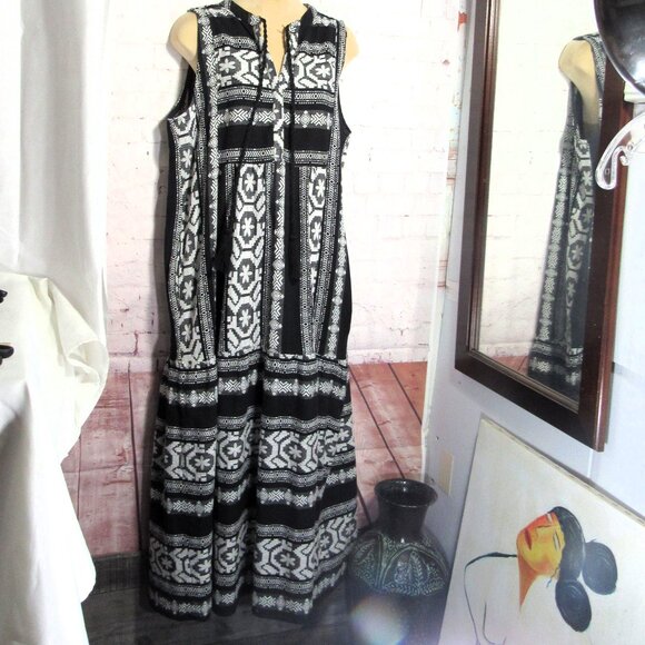 BOHO BOHEMIAN COTTON WOVEN IKAT DRESS  SIZE XL - Picture 1 of 9